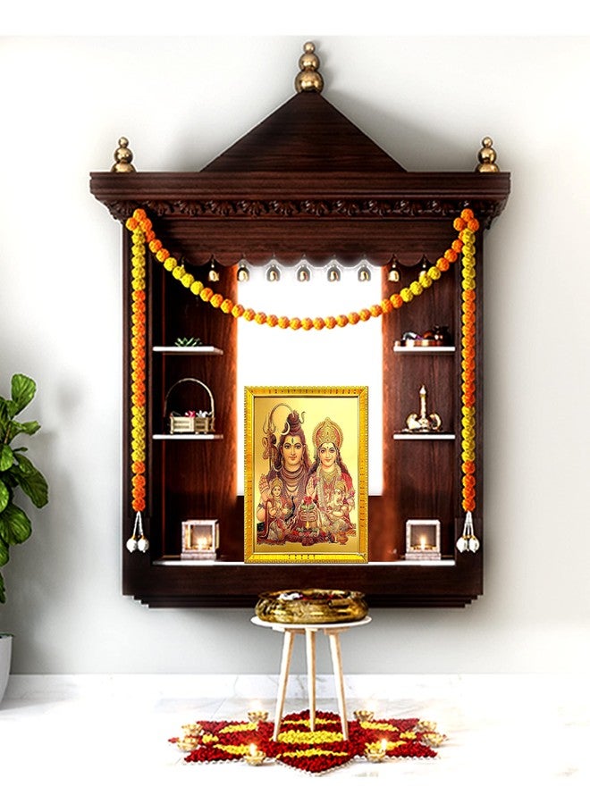 ZIG-ZAG zig zag Goddess God Shankar Family Shiva Parvati Photo Frame For Wall / Table / Pooja Room ( 7x9 inches, Acrylic Glass) Golden - Image 3